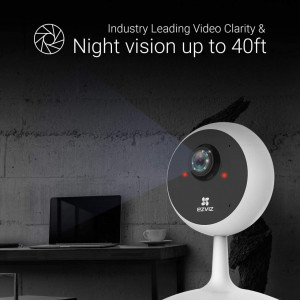 Cameră de supraveghere Wi-Fi de interior EZVIZ C1C 1080P, vedere nocturnă de 12 m, audio bidirecțional, detecție mișcare, unghi larg 130, Wi-Fi 2,4 Ghz, compatibil Alexa - Img 2