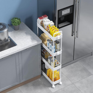 Carucior de depozitare SOLEJAZZ cu 4 rafturi, alb 13 x 40 x 92cm - Img 3