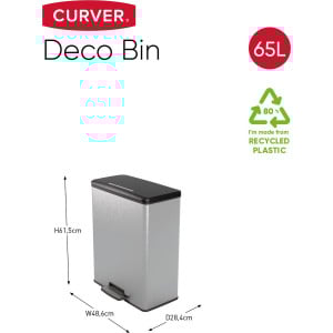 Cos de gunoi cu pedala CURVER Deco Bin Duo (2 x 26L), gri deschis - Img 3
