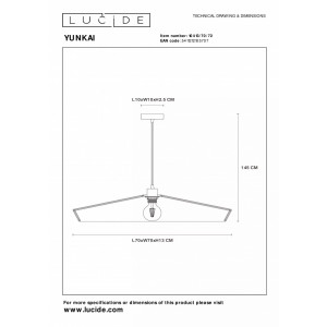 Lampă suspendată Lucide YUNKAI - Ø 70 cm - Img 4