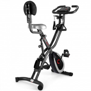 Bicicletă pliabilă Ultrasport F-Bike 400B cu spătar + corzi, gri închis/negru - Img 1