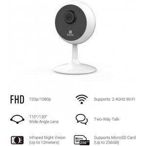 Cameră de supraveghere Wi-Fi de interior EZVIZ C1C 1080P, vedere nocturnă de 12 m, audio bidirecțional, detecție mișcare, unghi larg 130, Wi-Fi 2,4 Ghz, compatibil Alexa - Img 3
