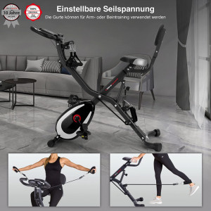 Bicicletă pliabilă Ultrasport F-Bike 400B cu spătar + corzi, gri închis/negru - Img 2