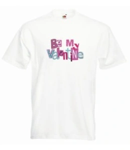 Tricou personalizat alb "be my Valentine" bărbați