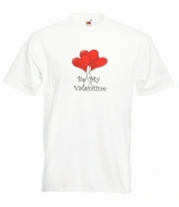Tricou personalizat alb "be my Valentine" baloane bărbați