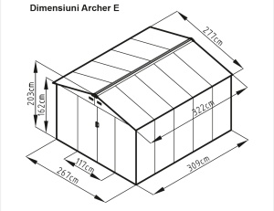 Casuta / magazie de gradina metalica MESTERINO Archer-E, gri/bej, 277x322x203 cm, cu usi culisante, baza metalica CADOU - Img 2