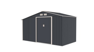 Casuta / magazie de gradina premium metalica, MESTERINO Luke B Gri/Bej, dimensiuni 342x191x202 cm, cu baza metalica - Img 3