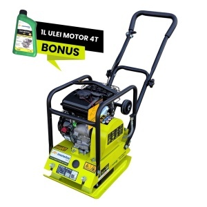 Placa compactoare cu kit roti MESTERINO TOOLS MT-29340, motor LONCIN 79 cc pe benzina, putere 2.8 CP, dimensiuni placa 400 x 320 mm, 5900 vpm, forta centrifuga 8200 N, greutate de operare 50 kg - Img 2