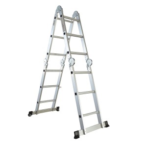 Scara multifunctionala din aluminiu cu balama 4X3 trepte MESTERINO TOOLS MTJL202-4X3, 3.55 metri, greutate maxima 150 kg - Img 4