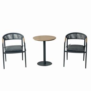 Set mobilier tarasa/gradina KLUGMEISTER KJF11196, doua scaune + masa, cu perne incluse, culoare gri - Img 2