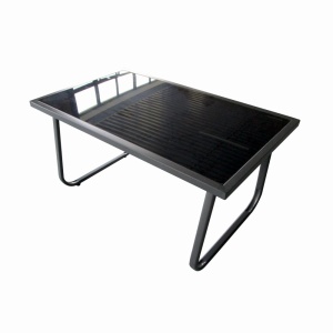 Set mobilier terasa/gradina KLUGMEISTER KJF5226, doua fotolii + canapea + masuta sticla, culoare neagra - Img 4