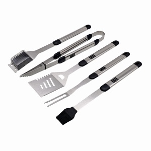 Set ustensile pentru gratar 5 piese KLUGMEISTER KY008, geanta inclusa, furculita + spatula + cleste + doua perii