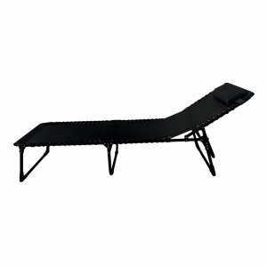 Sezlong pliabil din otel 189x59x34 cm din otel si fir textilene MESTERINO KJF3797, culoare neagra - Img 3