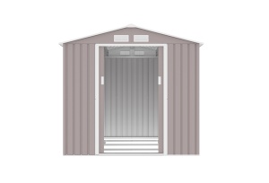 Casuta / magazie de gradina premium metalica, MESTERINO Archer-B Gri cald, dimensiuni 213x195x195 cm cu baza metalica - Img 3