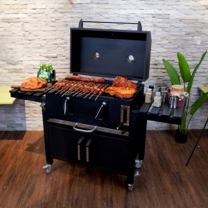 Gratar pe carbuni KLUGMEISTER FT01-070, material otel (husa inclusa), cu capac si roti de deplasare, suprafata gatire 72x43 cm - Img 4