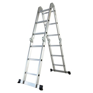 Scara multifunctionala din aluminiu cu balama 4X3 trepte MESTERINO TOOLS MTJL201-4X3, 3.6 metri, greutate maxima 150 kg - Img 4