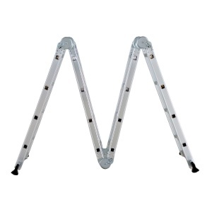 Scara multifunctionala din aluminiu cu balama 4X4 trepte MESTERINO TOOLS MTJL202-4X4, 4.67 metri, greutate maxima suportata 150 kg - Img 4