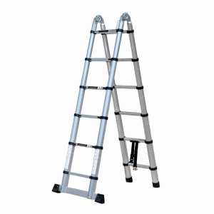 Scara telescopica din aluminiu cu balama MESTERINO TOOLS JL-102-2X1.9, 1.9+1.9 metri, 2x6 trepte, greutate maxima 150 kg - Img 2