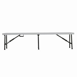 Set masa pliabila 4 persoane din otel cu HDPE 180x70x74 cm + doua banci pliabile din otel si HDPE 183x28x43cm, MESTERINO FURNITURE KJC2061-SET, culoare alba - Img 4