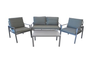 Set mobilier terasa/gradina KLUGMEISTER KJF206, doua fololii + canapea + masuta, cu perne incluse, culoare gri - Img 3