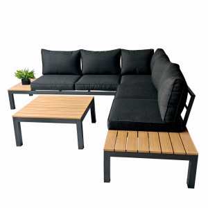 Set mobilier terasa/gradina premium din aluminiu si polywood KLUGMEISTER KJF4313, 4 piese (perne incluse), culoare gri - Img 2