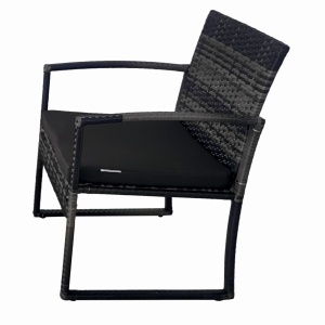 Set mobilier terasa/gradina tip ratan KLUGMEISTER KJF4965, canapea + doua fotolii + masuta din sticla securizata, culoare gri - Img 3