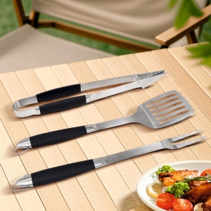 Set ustensile pentru gratar 3 piese KLUGMEISTER KYBBQ03N, spatula + cleste + furculita - Img 2