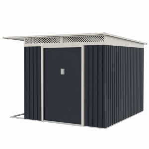 Casuta / magazie de gradina metalica MESTERINO Chester-C, gri/bej, 257x269x187 cm, cu usi culisante, baza metalica CADOU - Img 4