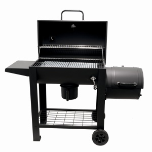 Gratar pe carbuni cu afumatoare KLUGMEISTER KY23020G, material otel, cu capac si roti de deplasare, suprafata gatire 66x42 cm - Img 3