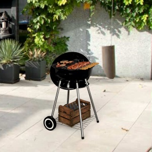 Gratar pe carbuni KLUGMEISTER KY22018A, material otel, cu capac si roti de deplasare, diametru gatire 54 cm, inaltime gatire 78 cm - Img 4