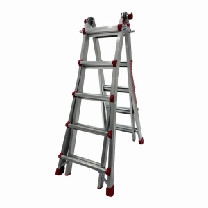 Scara multifunctionala din aluminiu cu balama MESTERINO TOOLS JL-405S-4X5, 5 metri, 4x5 trepte, greutate maxima 150 kg - Img 2