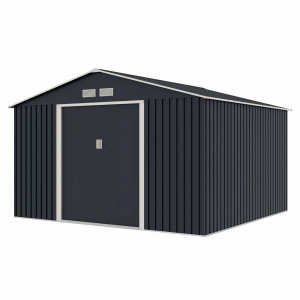 Casuta / magazie de gradina metalica MESTERINO S1001-G gri/bej 321x301x205 cm, usi culisante, baza metalica CADOU - Img 4