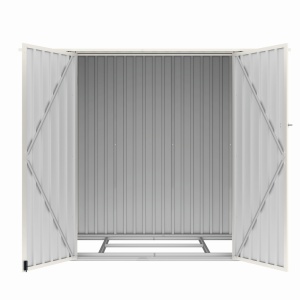 Casuta / magazie de gradina premium metalica, MESTERINO Joy-B, Gri/Bej, dimensiuni 222x149x194 cm, cu usi cu balama si baza metalica - Img 4