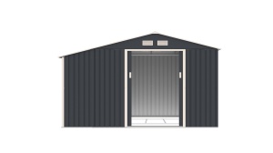 Casuta / magazie de gradina premium metalica, MESTERINO Luke B Gri/Bej, dimensiuni 342x191x202 cm, cu baza metalica - Img 4