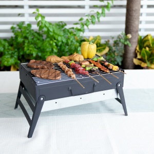 Gratar pe carbuni KLUGMEISTER KYCG02-B, material otel, inaltime gatire 24 cm, dimensini 43.5x29x24 cm - Img 4