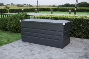 Lada pentru depozitare gradina metalica, KLUGMEISTER Max B, dimensiuni 132x61x62 cm, culoare Gri - Img 4