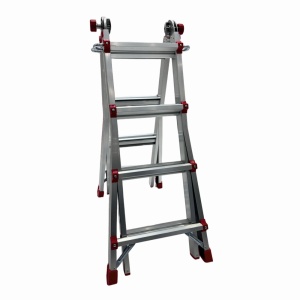 Scara multifunctionala din aluminiu cu balama MESTERINO TOOLS JL-404S-4X4, 3.9 metri, 4x4 trepte, greutate maxima 150 kg - Img 2