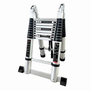 Scara telescopica din aluminiu cu balama MESTERINO TOOLS JL-102-2X3.1, 3.1+3.1 metri, 2x10 trepte, greutate maxima 150 kg