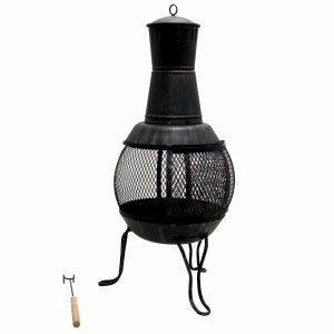 Semineu pentru terasa KLUGMEISTER KY1822M, material otel, capac superior, gratar interior, dimensiuni 43x43x91 cm - Img 2