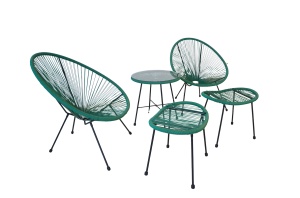 Set mobilier terasa/gradina KLUGMEISTER KLFC042, doua scaune + masa + doua suporturi picioare, verde - Img 2