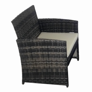 Set mobilier terasa/gradina tip ratan KLUGMEISTER KJFR030, canapea + doua fotolii + masuta din sticla securizata, culoare gri - Img 3