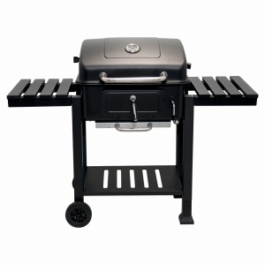 Gratar pe carbuni KLUGMEISTER FT01-017, material otel (husa inclusa), cu tava pentru cenusa, capac si roti de deplasare, suprafata gatire 54x43 cm