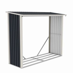 Magazie de lemne, pentru depozitare ideala, din metal zincat vopsit MESTERINO WA-B, Gri/Bej, dimensiuni 242x89x190 cm