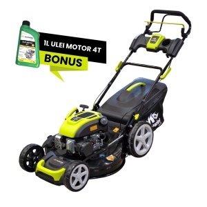 Masina autopropulsata pentru tuns gazonul Mesterino Tools MTBJXPM53N-196 cu motor QL200, 5CP, diametru taiere 533mm/21inch, 8 inaltimi de taiere, roti fata 8 inch, roti spate 11 inch sac colector 60l colectare, evacuare lateral si mulcire - Img 2