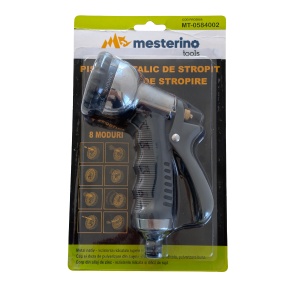 Pistol metalic de stropit, 8 moduri de stropire MESTERINO TOOLS MT-0584002, maner de nylon si mecanism de cupru - Img 3