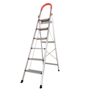 Scara pliabila din aluminiu tip D MESERINO TOOLS MTJL-301-6T, 6 trepte, 1.9 metri, greutate maxima suportata 120 kg