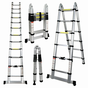 Scara telescopica din aluminiu cu balama MESTERINO TOOLS JL-102-2X1.9, 1.9+1.9 metri, 2x6 trepte, greutate maxima 150 kg - Img 3