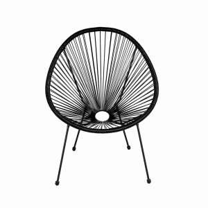 Scaun terasa MESTERINO JFC038 72x74x86 cm, structura din otel, sezut din ratan, culoare neagra