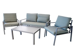 Set mobilier terasa/gradina KLUGMEISTER KJF206, doua fololii + canapea + masuta, cu perne incluse, culoare gri - Img 4