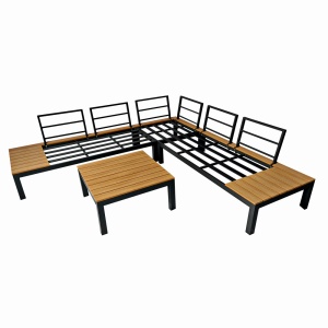 Set mobilier terasa/gradina premium din aluminiu si polywood KLUGMEISTER KJF4313, 4 piese (perne incluse), culoare gri - Img 3